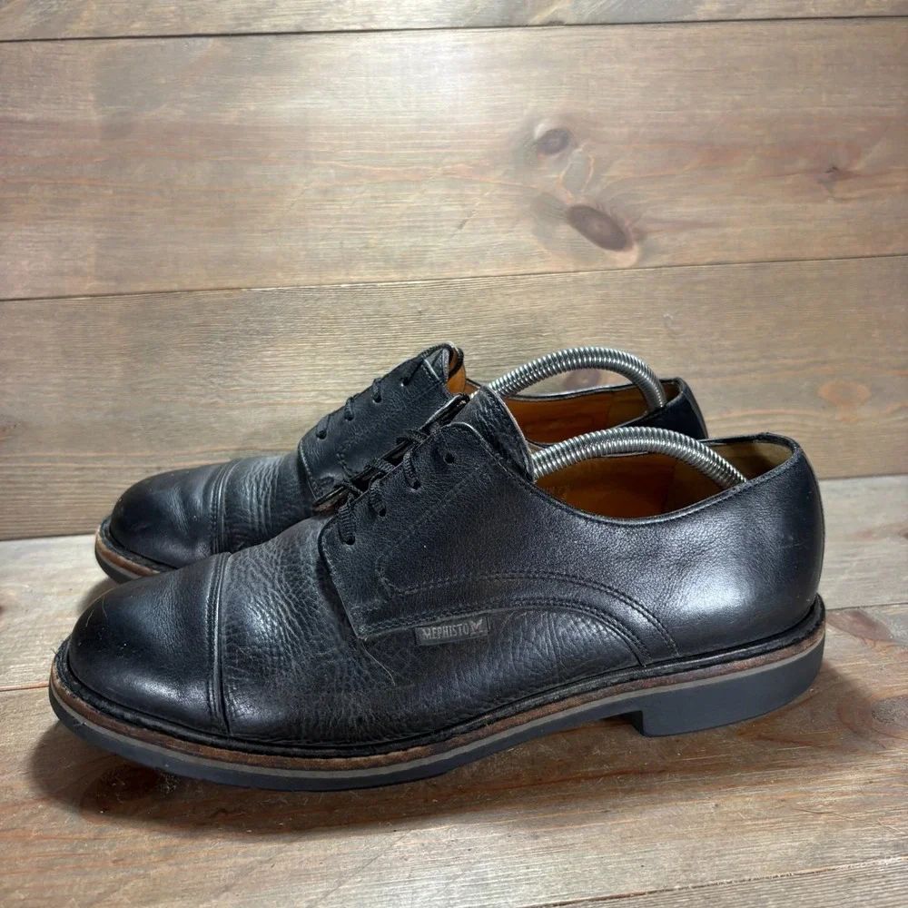 Mephisto melchior Mens size 8 shoes Black Leather Cap Toe Lace Up Derby oxfords